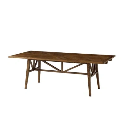 Theodore Alexander Nova Extendable Solid Oak Trestle Dining Table In Dusk