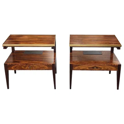 Pre-owned Theodore Alexander Pair Of Morado, End Tables By Keno Brothers In Brown