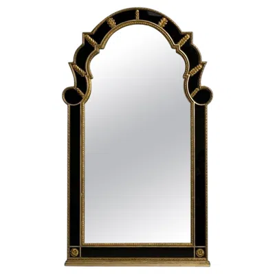 Pre-owned Theodore Alexander , Queene Anne Style, Wall Mirror, Black Glass, Gilt Metal