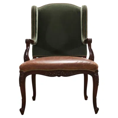 Pre-owned Theodore Alexander Ralph Lauren Conservatory Garden Wingback Dining Armchair In Brown