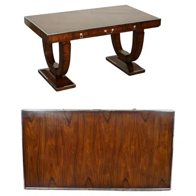 Pre-owned Theodore Alexander Rare  Art Deco Style Office Double Sided Drawers Desk In Brown