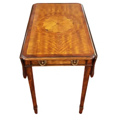 Pre-owned Theodore Alexander Replica Collection Sheraton Satinwood Inlaid Pembroke Table In Brown