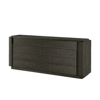 Theodore Alexander Repose 8 Drawer 71" W Solid Wood Dresser In Charcoal Oak