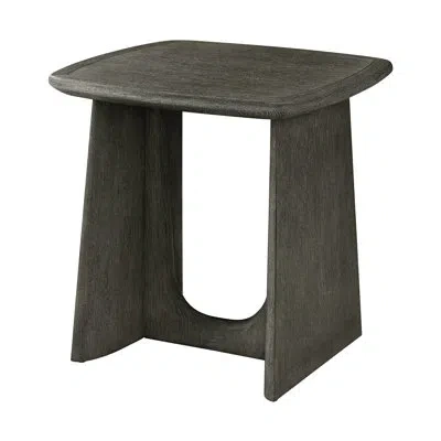 Theodore Alexander Repose Solid Wood Sled End Table In Charcoal Oak