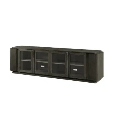 Theodore Alexander Repose Tv Stand For Tvs Up To 88" In Charcoal Oak
