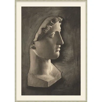 Theodore Alexander Roman Profile 4 Framed Art Print In Gray,beige,black