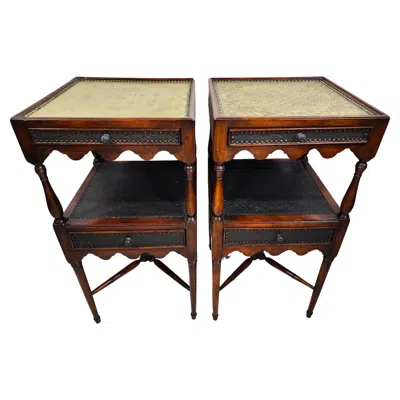 Pre-owned Theodore Alexander Side Tables Nightstands Armoury Collection In Brown