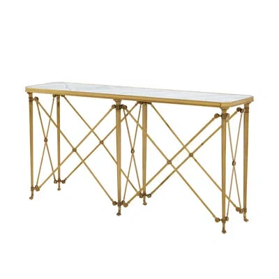 Theodore Alexander Spencer London 64'' Marble Top Console Table In Gold