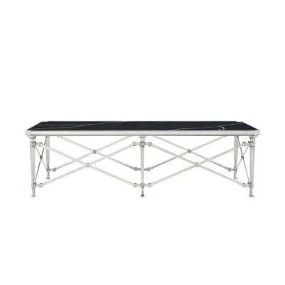 Theodore Alexander Spencer London Rectangular Nickel Cocktail Table In Black