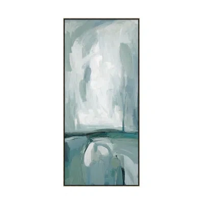Theodore Alexander Strokes Of Viridian 1 By Studio L57 Contempo - Single Picture Frame Painting On Canvas In Blue,white,gray