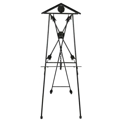 Pre-owned Theodore Alexander Stunning Wrought Iron & Brass Neoclassical Style Easel In Black