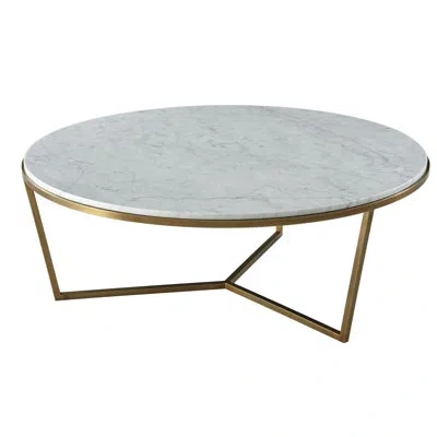 Theodore Alexander Ta Studio Fisher 47" Marble Cocktail Table In Brushed Brass