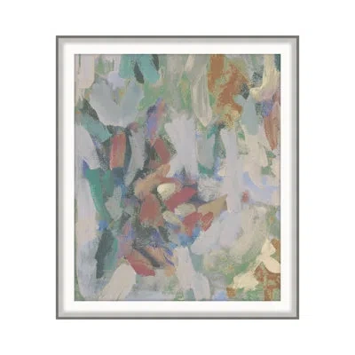 Theodore Alexander The Mini Gardens 2 By Katie Willes - Single Picture Frame Print On Paper In Coral Pink,dove Gray,burnt Orange,indigo