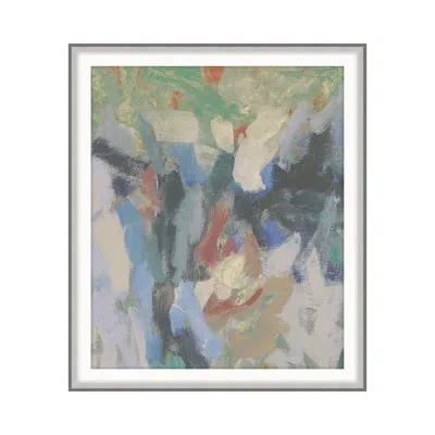 Theodore Alexander The Mini Gardens 4 By Katie Willes - Single Picture Frame Print On Paper In Charcoal,sky Blue,grass Green,vanilla