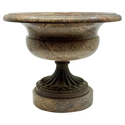 Pre-owned Theodore Alexander Theodore And Alexander Neo Classical Bronze Mounted Specimen Marble Compote In Gold