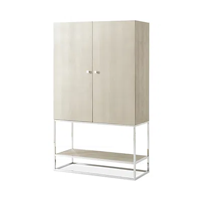 Theodore Alexander Townsend Bar Cabinet In Overcast Shagreen