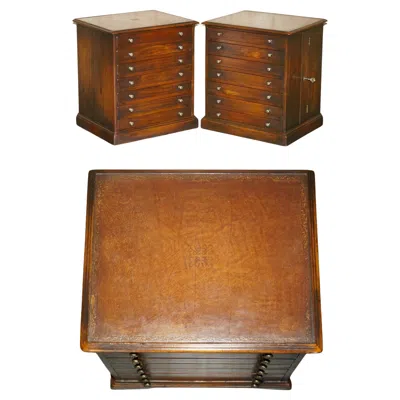 Pre-owned Theodore Alexander Unique Pair Of Lockable  Nightstand Collectors Drawers Tables In Brown