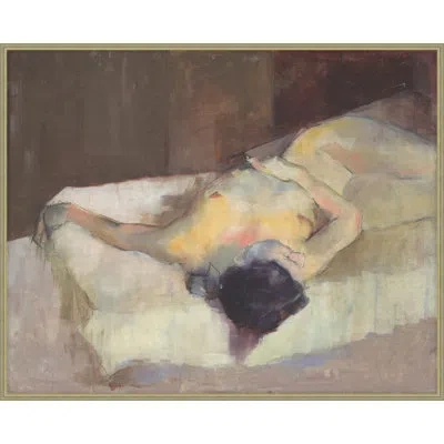 Theodore Alexander While She Waits 1 Framed Art Print In Brown,white,black,beige