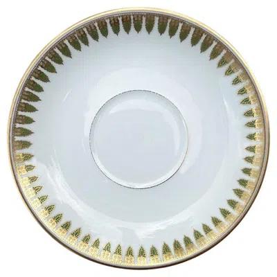 Pre-owned Theodore Haviland Gilt Green And Gold Trinket Dish Or Saucer - Limoges France