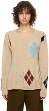 Theopen Product Beige Argyle Sweater In Beige