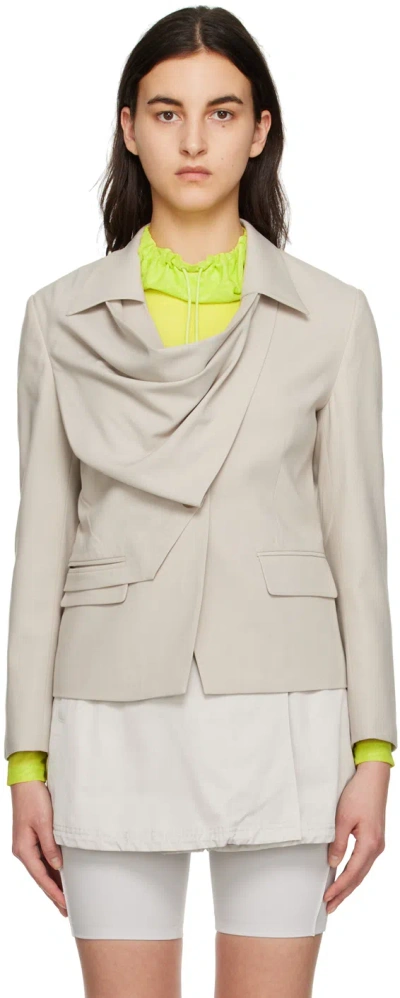 Theopen Product Black Draped Blazer In Greyish Beige