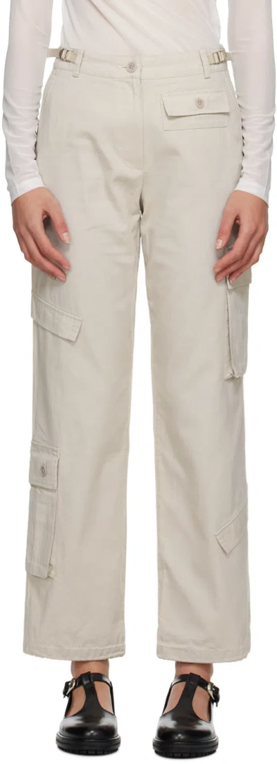 Theopen Product Beige Paneled Cargo Trousers In Greyish Beige