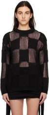 Theopen Product Black Check Sweater In Black