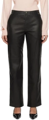 Theopen Product Black Straight Fit Faux-leather Trousers In Black