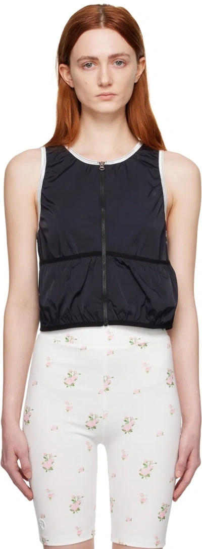 Theopen Product Black Zip-up Camisole In Black Navy Blanvy