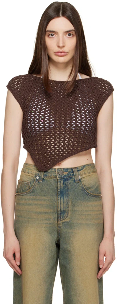 Theopen Product Brown Asymmetric Tank Top In Brown Brown