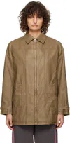Theopen Product Brown Print Faux-leather Jacket In Brown