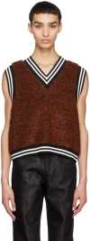 Theophilio Brown Bouclé Sweater Vest In Brown