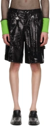 Theophilio Ssense Exclusive Black Sequin Shorts In Black Sequin
