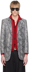 Theophilio Ssense Exclusive Gray Leather Blazer In 6053 Python