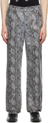 Theophilio Ssense Exclusive Gray Snake Print Leather Pants In 6053 Python