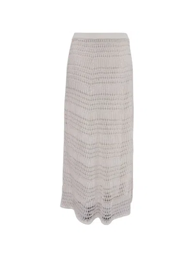 Pre-owned Theory 2020s Knit Lace Skirt In White