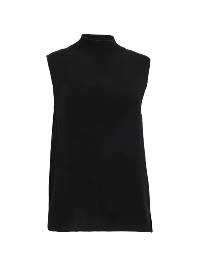 Pre-owned Theory 2021 Mock-neck Sleeveless Silk Top In Black