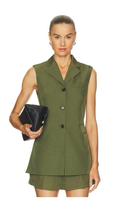 Theory 3 Button Slash Vest In Green