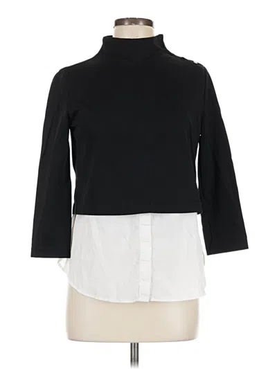 Pre-owned Theory 3/4 Sleeve Blouse In Black