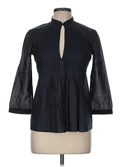 Pre-owned Theory 3/4 Sleeve Blouse In Black