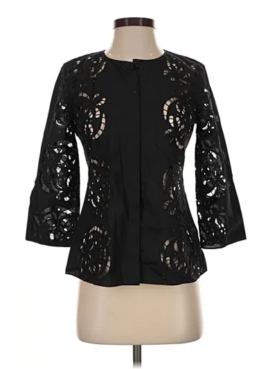 Pre-owned Theory 3/4 Sleeve Blouse In Black