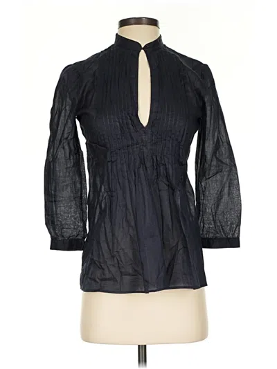 Pre-owned Theory 3/4 Sleeve Blouse In Black