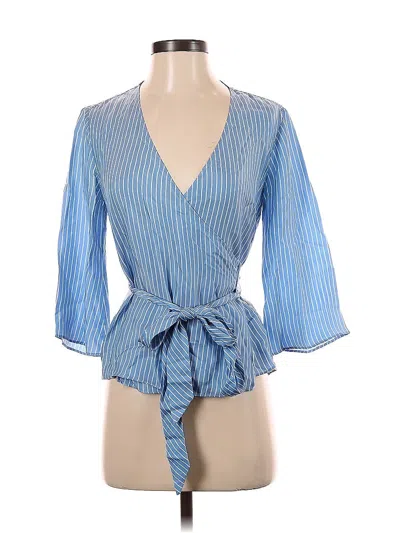 Pre-owned Theory 3/4 Sleeve Blouse In Blue