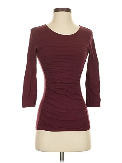 Pre-owned Theory 3/4 Sleeve Blouse In Burgundy