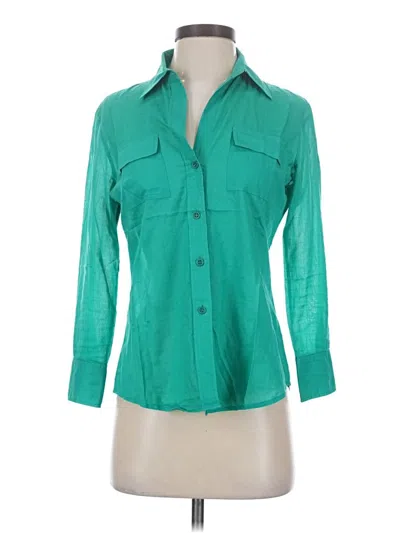 Pre-owned Theory 3/4 Sleeve Blouse In Teal
