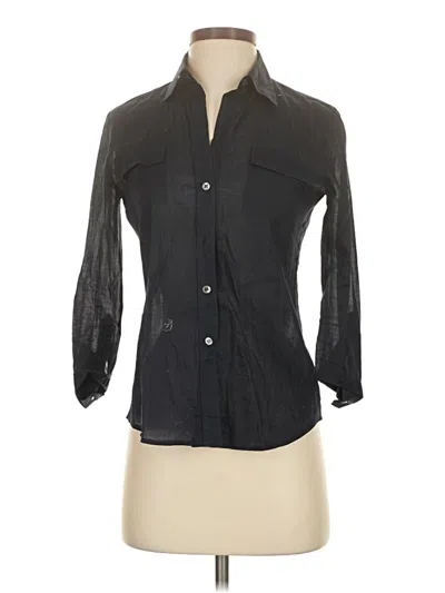 Pre-owned Theory 3/4 Sleeve Button Down Shirt In Black