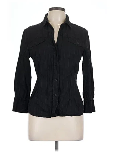 Pre-owned Theory 3/4 Sleeve Button Down Shirt In Black