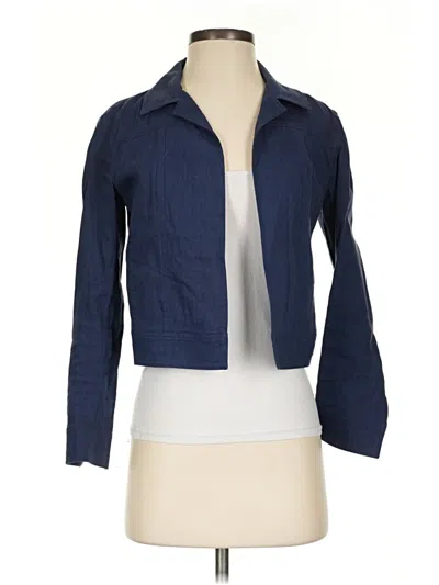 Pre-owned Theory 3/4 Sleeve Button Down Shirt In Blue
