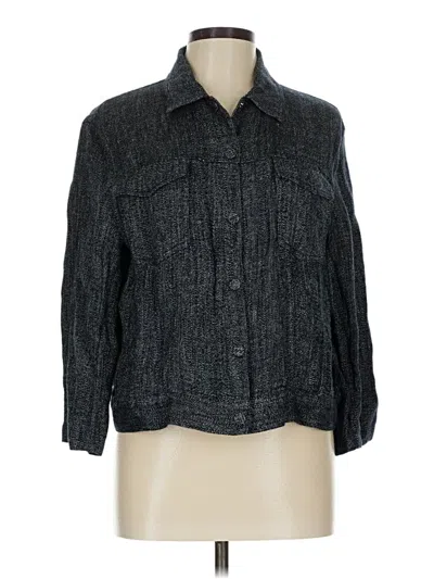 Pre-owned Theory 3/4 Sleeve Button Down Shirt In Gray
