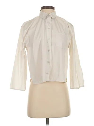 Pre-owned Theory 3/4 Sleeve Button Down Shirt In Ivory